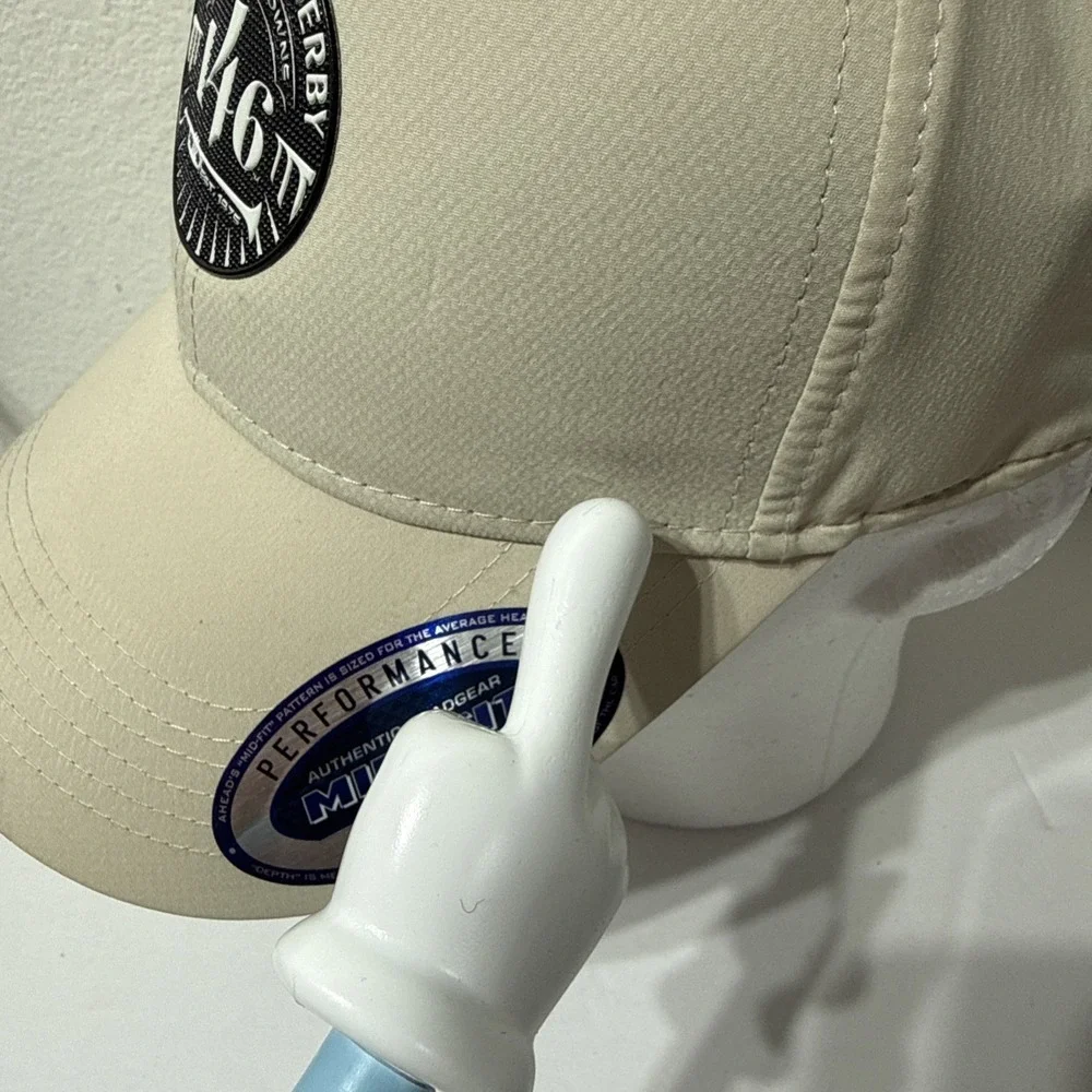 AHEAD Mid Fit Kentucky Derby 146 Performance Ball Golf Hat Cap Hook Loop Beige